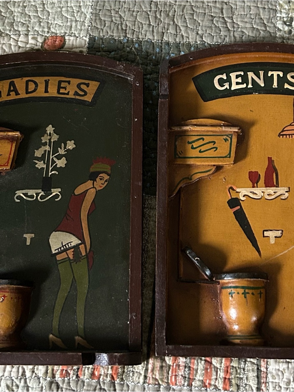 Vintage Ladies & Gents Bathroom Signs
